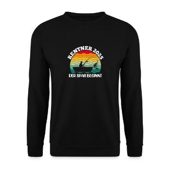 RENTNER 2025 DER SPAß BEGINNT Lustiges Renten - Unisex Pullover - Schwarz - Vorne - Alina (178cm) & Michal (187cm)