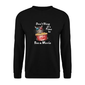 KATZE POPKORN Voir un film - Sweat-shirt Unisexe - noir - Devant - Alina (178cm) & Michal (187cm)