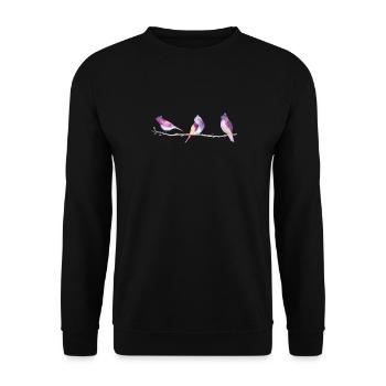 Watercolor Birds on Branch Watercolor Birds on - Unisex Sweatshirt - black - Front - Alina (178cm) & Michal (187cm)