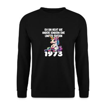 Edition Limitée 1973 Anniversaire Né 1973 - Sweat-shirt Unisexe - noir - Devant - Alina (178cm) & Michal (187cm)