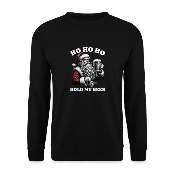 HO HO HO Hold My Beer - Sweat-shirt Unisexe - noir - Devant - Alina (178cm) & Michal (187cm)