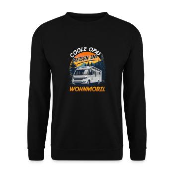 Opi COOLE OPAS REISEN IM WOHNMOBIL Lustiges - Unisex Pullover - Schwarz - Vorne - Alina (178cm) & Michal (187cm)