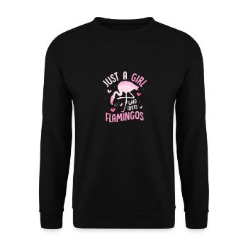 Juste une fille qui aime les flamants roses Oiseau rose mignon - Sweat-shirt Unisexe - noir - Devant - Alina (178cm) & Michal (187cm)