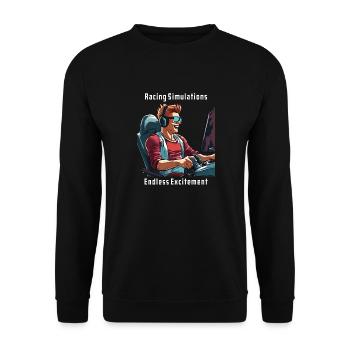 Racing Simulations, Endless Excitement - Unisex Sweatshirt - black - Front - Alina (178cm) & Michal (187cm)