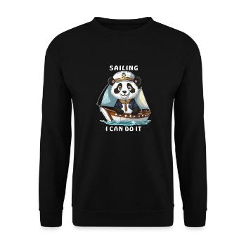 PANDA BEAR SAILING I CAN DO IT - Unisex Sweatshirt - black - Front - Alina (178cm) & Michal (187cm)