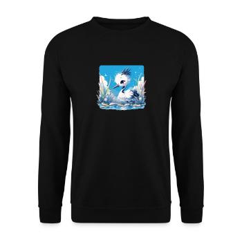 Cranes Crane - Unisex Sweatshirt - black - Front - Alina (178cm) & Michal (187cm)