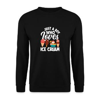 Ein Junge Der Eis Liebt - Eiscreme Fan - Unisex Pullover - Schwarz - Vorne - Alina (178cm) & Michal (187cm)
