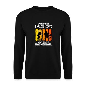 Unterschätzen Sie Old Man Hoops Basketball - Unisex Pullover - Schwarz - Vorne - Alina (178cm) & Michal (187cm)