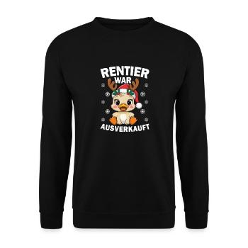 Rentier war ausverkauft Lustiges Weihnachten Elch - Unisex Pullover - Schwarz - Vorne - Alina (178cm) & Michal (187cm)