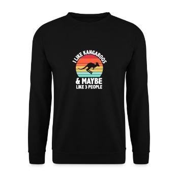 I Like Kangaroos Funny Kangaroo - Unisex Sweatshirt - black - Front - Alina (178cm) & Michal (187cm)