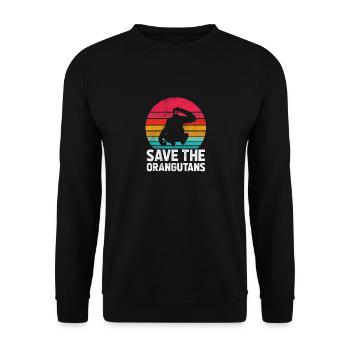 Rettet die Orang-Utans - Vintage Orang-Utan - Unisex Pullover - Schwarz - Vorne - Alina (178cm) & Michal (187cm)