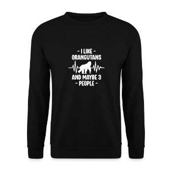 I Like Orang-Utans - Lustiger Orang-Utan - Unisex Pullover - Schwarz - Vorne - Alina (178cm) & Michal (187cm)
