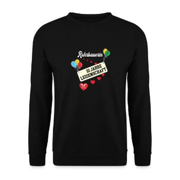 Rohrbauerin 10 jähriges Jubiläum Rohrbau Jubi 10. - Unisex Pullover - Schwarz - Vorne - Alina (178cm) & Michal (187cm)