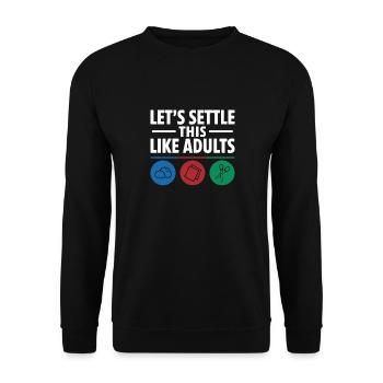 Let's Settle This Like Adults Rock Paper Scissors - Unisex Sweatshirt - black - Front - Alina (178cm) & Michal (187cm)