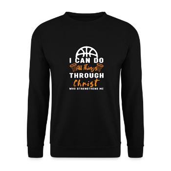 Christus, der mich stärkt Basketball - Unisex Pullover - Schwarz - Vorne - Alina (178cm) & Michal (187cm)