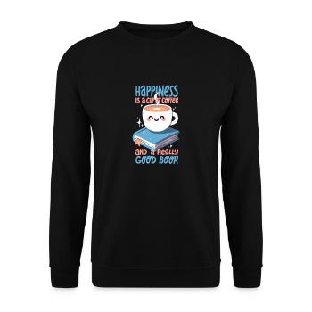 Le bonheur, c’est une tasse de café et un bon livre - Sweat-shirt Unisexe - noir - Devant - Alina (178cm) & Michal (187cm)