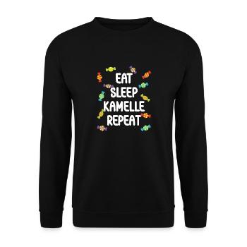 Kamelle Karneval Outfit Fasching Kostüm Bonbons - Unisex Pullover - Schwarz - Vorne - Alina (178cm) & Michal (187cm)