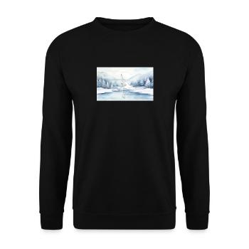Elegante Schlittschuhläuferin im Winterwunderland - Unisex Pullover - Schwarz - Vorne - Alina (178cm) & Michal (187cm)