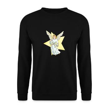 Christmas Engel Engelchen Xmas Weihnachten - Unisex Pullover - Schwarz - Vorne - Alina (178cm) & Michal (187cm)