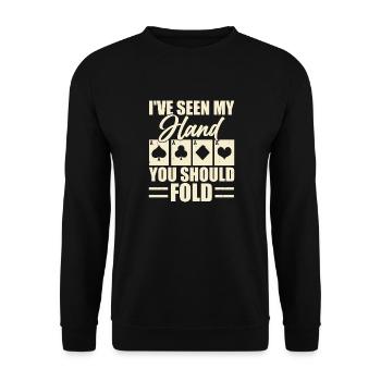 Poker Glücksspiel Lustiger Poker Spieler - Unisex Pullover - Schwarz - Vorne - Alina (178cm) & Michal (187cm)