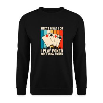 Poker Kartenspiel Glücksspiel Lustiger Poker Spieler - Unisex Pullover - Schwarz - Vorne - Alina (178cm) & Michal (187cm)