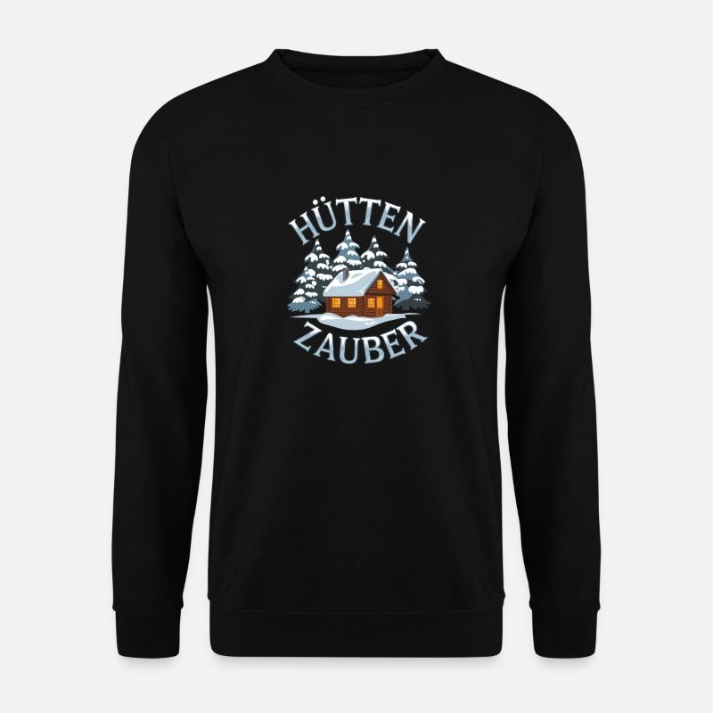 Hüttenzauber Hütte in den Bergen Berge Winter - Unisex Pullover - Schwarz