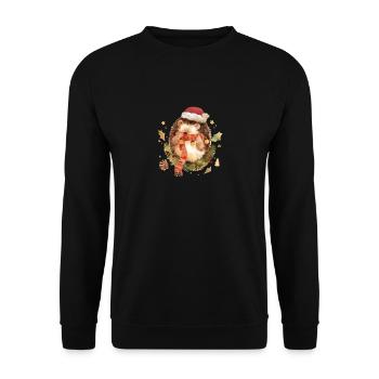 Niedlicher Weihnachtsigel Cute Christmas Hedgehog - Unisex Pullover - Schwarz - Vorne - Alina (178cm) & Michal (187cm)