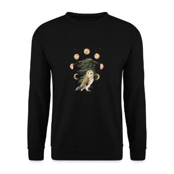 Owl Owls Moon Phase Moon Full Moon - Unisex Sweatshirt - black - Front - Alina (178cm) & Michal (187cm)