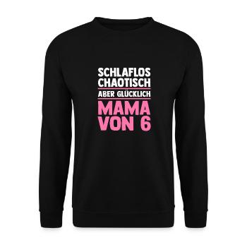 Mom of 6 children - Unisex Sweatshirt - black - Front - Alina (178cm) & Michal (187cm)