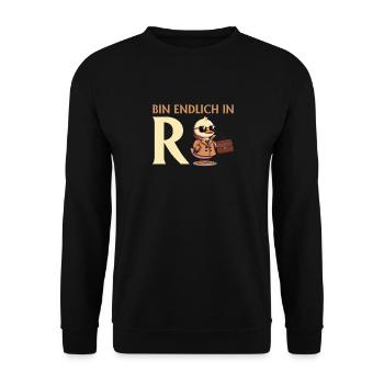 Ruhestand BIN ENDLICH IN R ENTE Lustiges Rentner - Unisex Pullover - Schwarz - Vorne - Alina (178cm) & Michal (187cm)