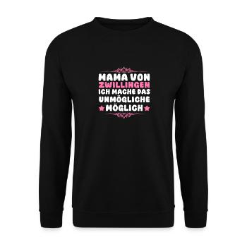 Mama Von Zwillingen - Unisex Pullover - Schwarz - Vorne - Alina (178cm) & Michal (187cm)