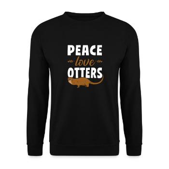 Otter Girl Peace Love Otters - Unisex Pullover - Schwarz - Vorne - Alina (178cm) & Michal (187cm)