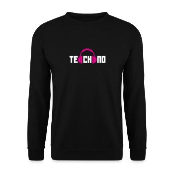 Techno Kopfhörer Für Techno Lover - Unisex Pullover - Schwarz - Vorne - Alina (178cm) & Michal (187cm)