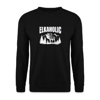 Elchjagd Elkaholische Jäger - Unisex Pullover - Schwarz - Vorne - Alina (178cm) & Michal (187cm)