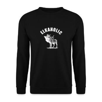 Elchjagd Elkaholische Jäger - Unisex Pullover - Schwarz - Vorne - Alina (178cm) & Michal (187cm)
