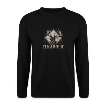 Elchjagd Elkaholische Jäger - Unisex Pullover - Schwarz - Vorne - Alina (178cm) & Michal (187cm)