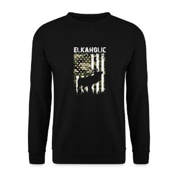Elchjagd Elkaholische Jäger - Unisex Pullover - Schwarz - Vorne - Alina (178cm) & Michal (187cm)
