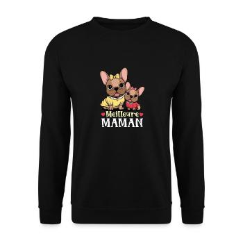Bouledogue Français Duo Mère Fille - Sweat-shirt Unisexe - noir - Devant - Alina (178cm) & Michal (187cm)