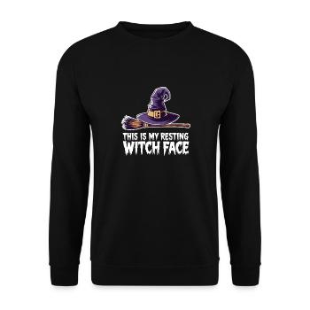 Das ist mein ruhendes Hexengesicht Spooky Halloween Wit - Unisex Pullover - Schwarz - Vorne - Alina (178cm) & Michal (187cm)