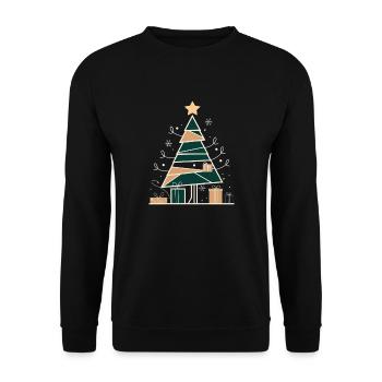 Noël minimaliste – Sapin de Noël en géométrie - Sweat-shirt Unisexe - noir - Devant - Alina (178cm) & Michal (187cm)