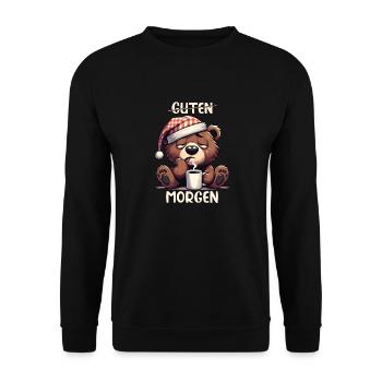 Morning grouch, , good morning - Unisex Sweatshirt - black - Front - Alina (178cm) & Michal (187cm)
