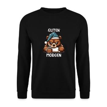 Morning grouch, , good morning - Unisex Sweatshirt - black - Front - Alina (178cm) & Michal (187cm)