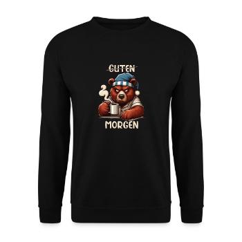 Morning grouch, , good morning - Unisex Sweatshirt - black - Front - Alina (178cm) & Michal (187cm)