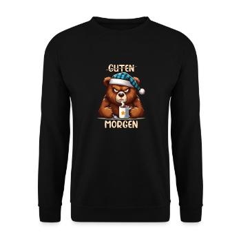 Morning grouch, , good morning - Unisex Sweatshirt - black - Front - Alina (178cm) & Michal (187cm)