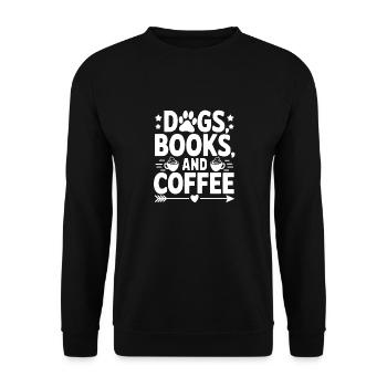 Hund, Buch und Kaffee - Unisex Pullover - Schwarz - Vorne - Alina (178cm) & Michal (187cm)