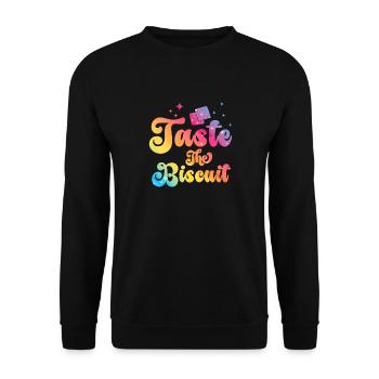 Schmecke den Keks Schmecke die Güte - Unisex Pullover - Schwarz - Vorne - Alina (178cm) & Michal (187cm)