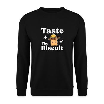 Schmecke den Keks Schmecke die Güte - Unisex Pullover - Schwarz - Vorne - Alina (178cm) & Michal (187cm)