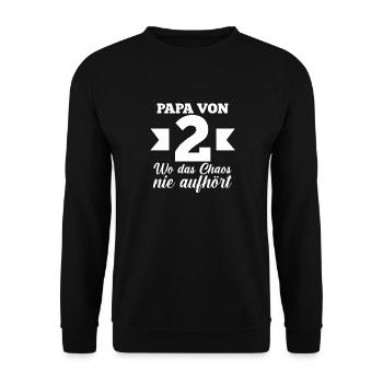 Papa Von 2 Kindern - Unisex Pullover - Schwarz - Vorne - Alina (178cm) & Michal (187cm)