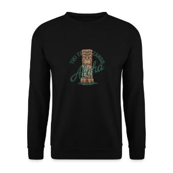 Tiki Kultur Maori Maske für einen Tkik Fans - Unisex Pullover - Schwarz - Vorne - Alina (178cm) & Michal (187cm)