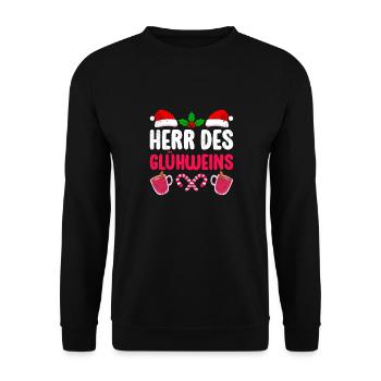 Glühwein HERR DES GLÜHWEINS Lustiges Weihnachts - Unisex Pullover - Schwarz - Vorne - Alina (178cm) & Michal (187cm)